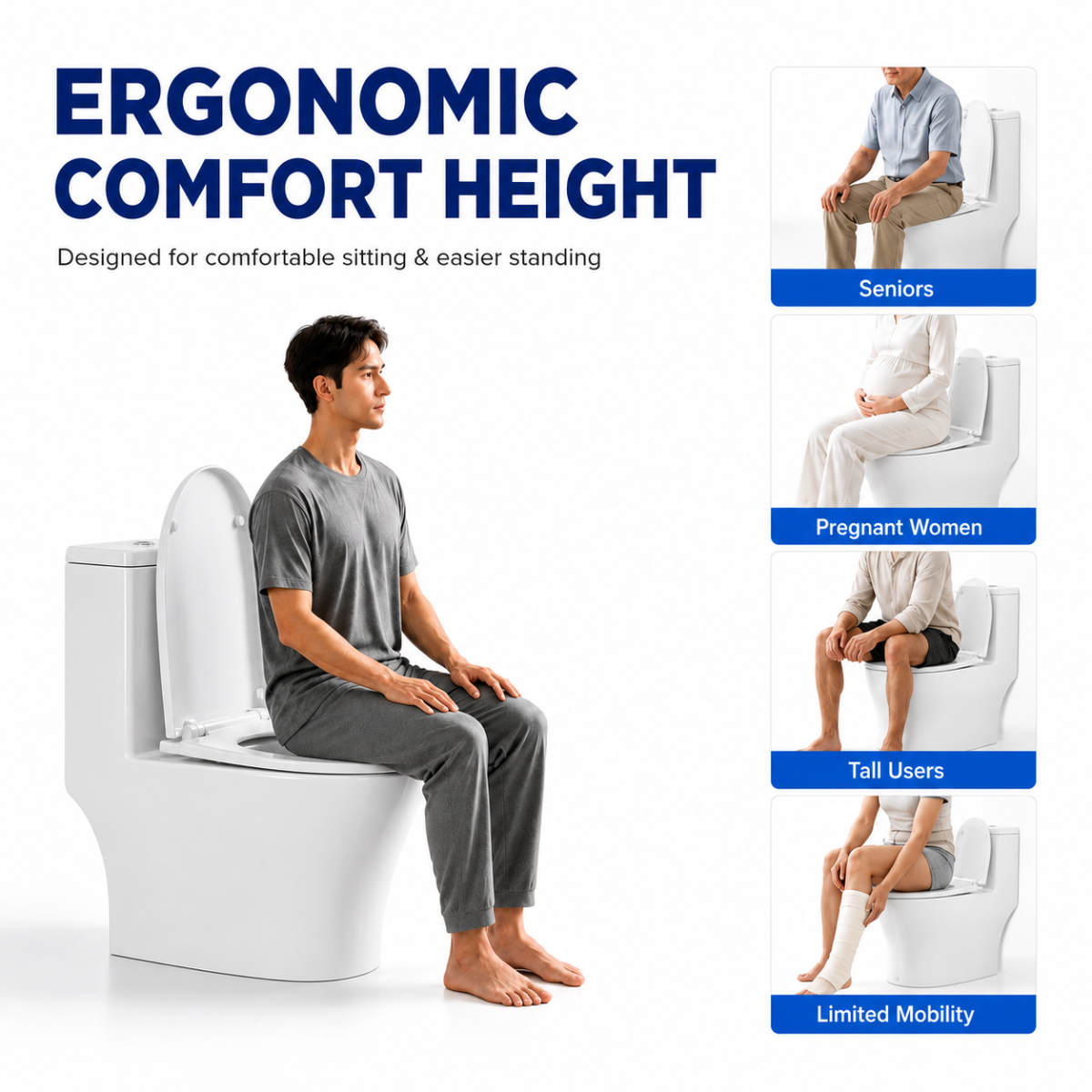 DOCASA ONE-PIECE S-Trap Rimless Flush Toilet Bowl 250mm Full Set Accessories Heavy Duty Up to 500kg Best For Hotel/Airbnb/Home Use A890 S-Trap