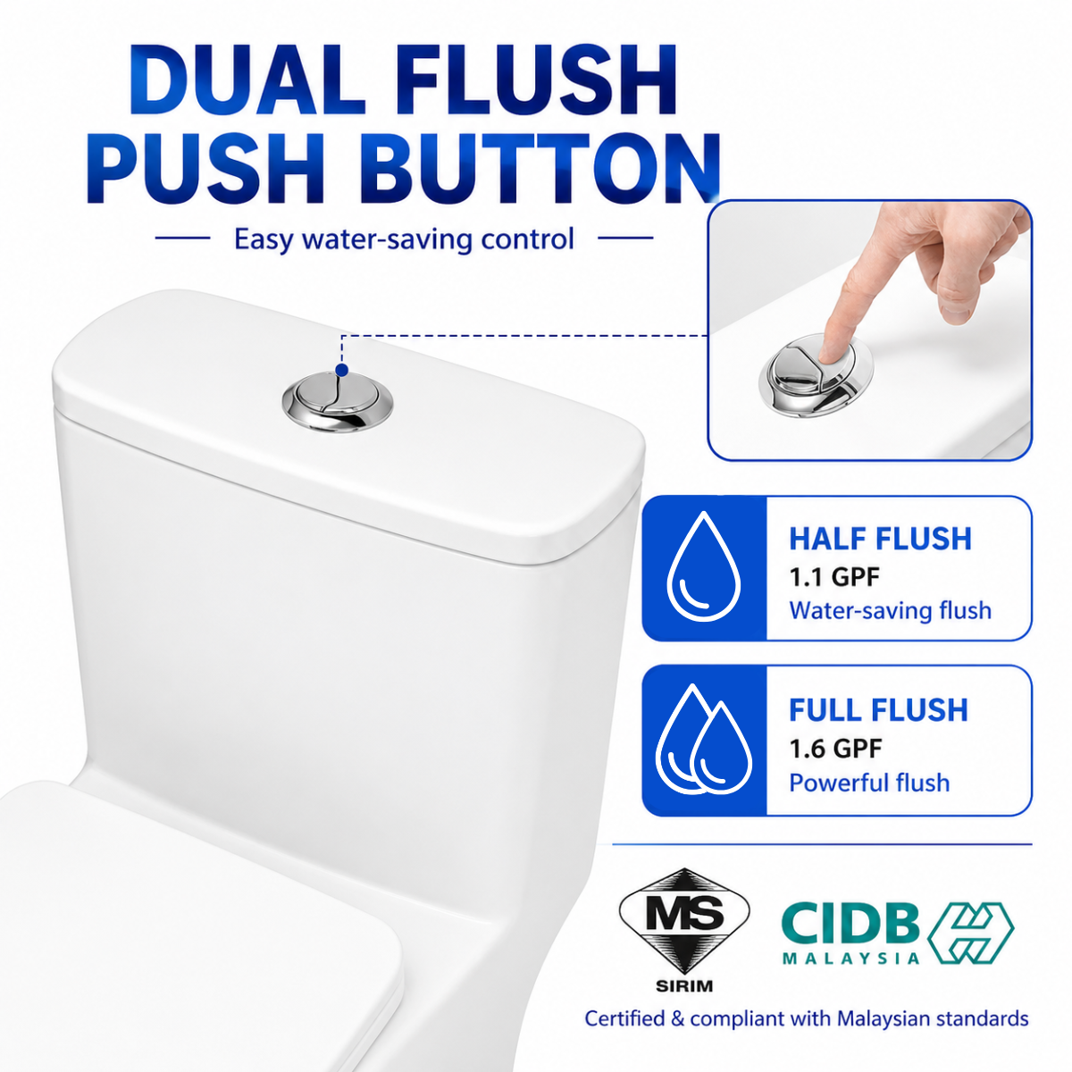 DOCASA ONE-PIECE S-Trap Rimless Flush Toilet Bowl 250mm Full Set Accessories Heavy Duty Up to 500kg Best For Hotel/Airbnb/Home Use A890 S-Trap