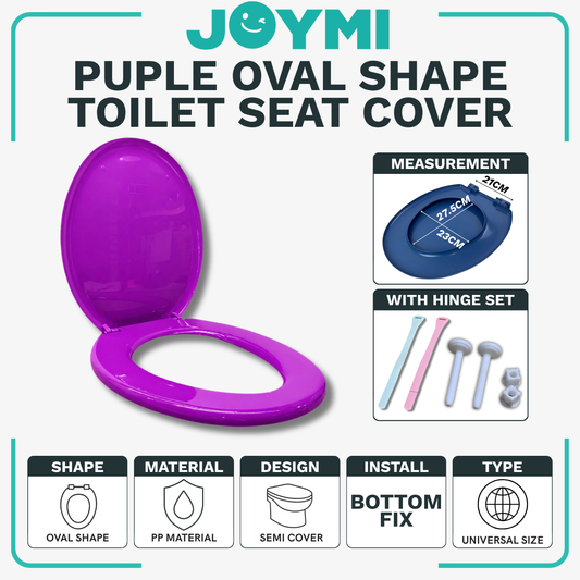 Oval Shape Purple Universal Size PP Material Semi Cover Heavy Duty Toilet Seat Cover With Full Set Accessories Best For Hotel/Airbnb/Home Use