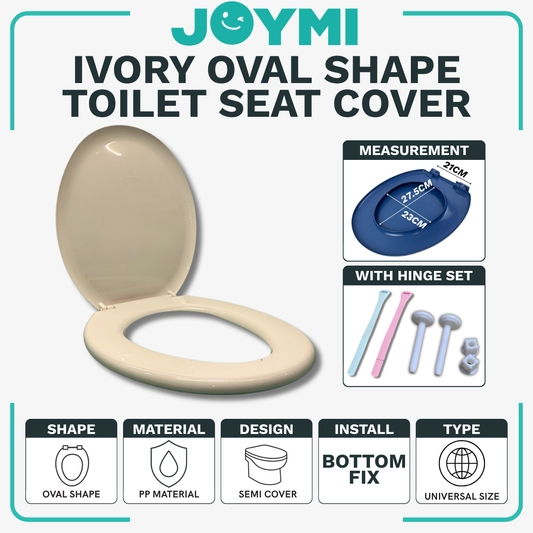 Oval Shape Ivory Universal Size PP Material Semi Cover Heavy Duty Toilet Seat Cover With Full Set Accessories Best For Hotel/Airbnb/Home Use