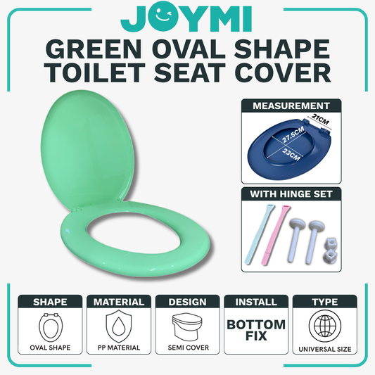 Oval Shape Green Universal Size PP Material Semi Cover Heavy Duty Toilet Seat Cover With Full Set Accessories Best For Hotel/Airbnb/Home Use