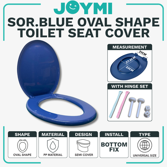 Oval Shape Sorento Blue Universal Size PP Material Semi Cover Heavy Duty Toilet Seat Cover With Full Set Accessories Best For Hotel/Airbnb/Home Use
