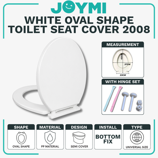 Oval Shape Universal Size PP Material Semi Cover Medium Duty Toilet Seat Cover With Full Set Accessories Best For Hotel/Airbnb/Home Use 2008