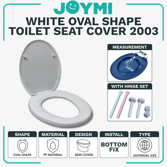 Oval Shape Universal Size PP Material Semi Cover Heavy Duty Toilet Seat Cover With Full Set Accessories Best For Hotel/Airbnb/Home Use 2003
