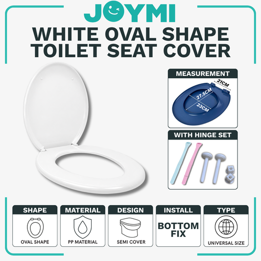 Oval Shape White Universal Size PP Material Semi Cover Heavy Duty Toilet Seat Cover With Full Set Accessories Best For Hotel/Airbnb/Home Use