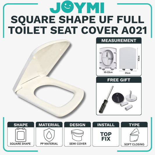 Square Shape PP Material Semi Cover Heavy Duty Toilet Seat Cover With Full Set Accessories Best For Hotel/Airbnb/Home Use A021