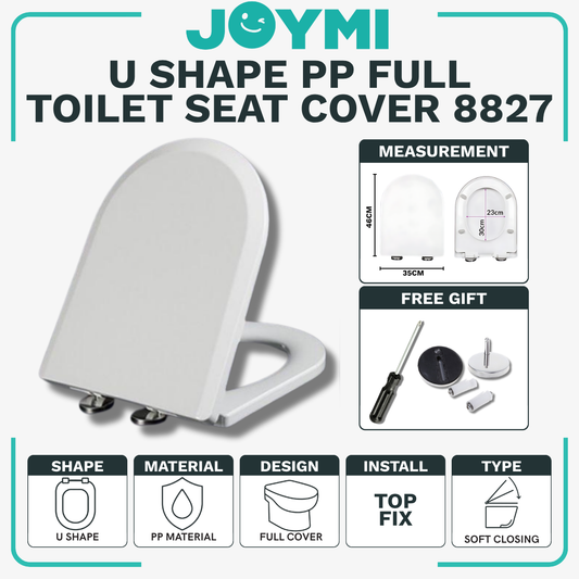 U Shape PP Material Full Cover Heavy Duty Toilet Seat Cover With Full Set Accessories Best For Hotel/Airbnb/Home Use 8827