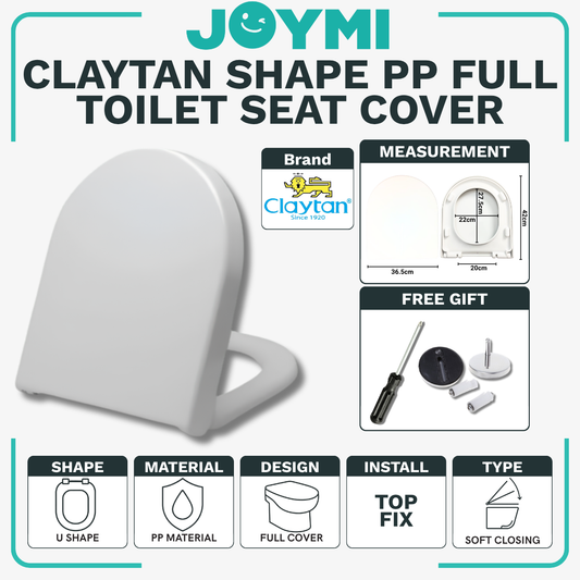 Claytan U Shape UF Material Full Cover Heavy Duty Toilet Seat Cover With Full Set Accessories Best For Hotel/Airbnb/Home Use USC245