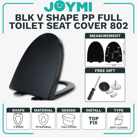 V Shape PP Material Full Cover Heavy Duty Toilet Seat Cover With Full Set Accessories Best For Hotel/Airbnb/Home Use 802BK