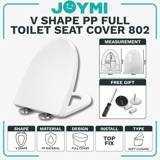 V Shape PP Material Full Cover Heavy Duty Toilet Seat Cover With Full Set Accessories Best For Hotel/Airbnb/Home Use 802