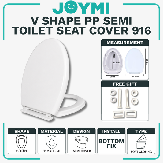 V Shape PP Material Semi Cover Heavy Duty Toilet Seat Cover With Full Set Accessories Best For Hotel/Airbnb/Home Use 916V