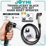 Full Set Translucent Black PVC Hand Bidet Sprayer Set with 1.2 Meter Flexible Hose and Wall Bracket Set