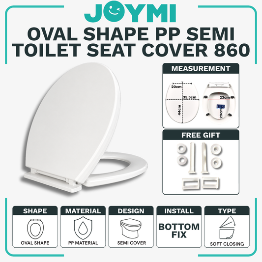 Oval Shape PP Material Semi Cover Heavy Duty Toilet Seat Cover With Full Set Accessories Best For Hotel/Airbnb/Home Use 860O
