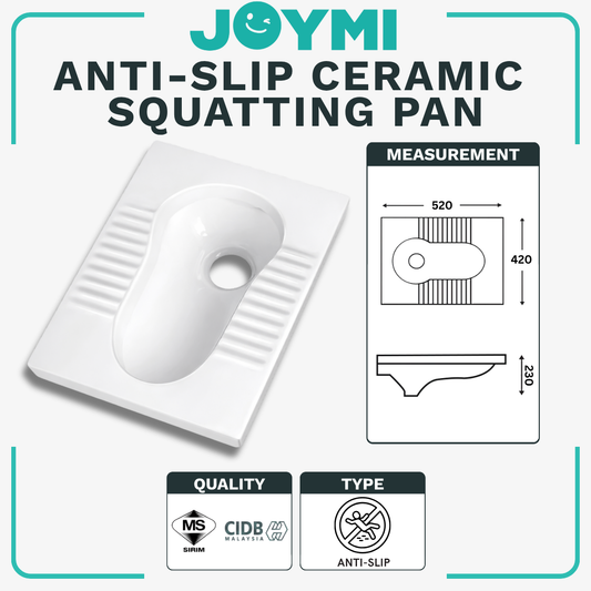 C&C Anti-Slip Squatting Pan Rectangular Toilet Pan White Gloss Ceramic Toilet Squatting Pan Tandas Cangkung Seramik