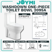 SANIWARE 连体式S型坑距无边缘冲水马桶250毫米全套配件重型承重高达500公斤酒店/爱彼迎/家用最佳选择WC2095 S型坑距