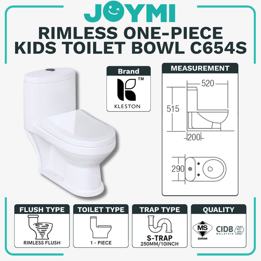 S-Trap ONE-PIECE Washdown Flush Children Toilet Bowl 300mm Full Set Accessories Kid-Size Low Height Best For Kindergarten/Nursery/Home Use WC200 CHILD S-Trap