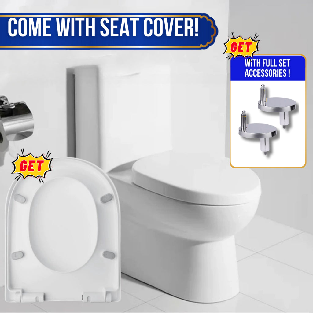 TEST JOYMI [Full Set One-Piece Toilet Bowl] with Water Tank and Toilet Seat Cover Full Set S-Trap P-Trap Toilet[C615 A828 C650]
