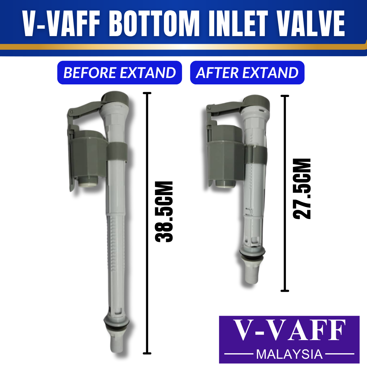V-VAFF 马桶水箱可调式紧凑型底进水阀马桶冲水注水阀